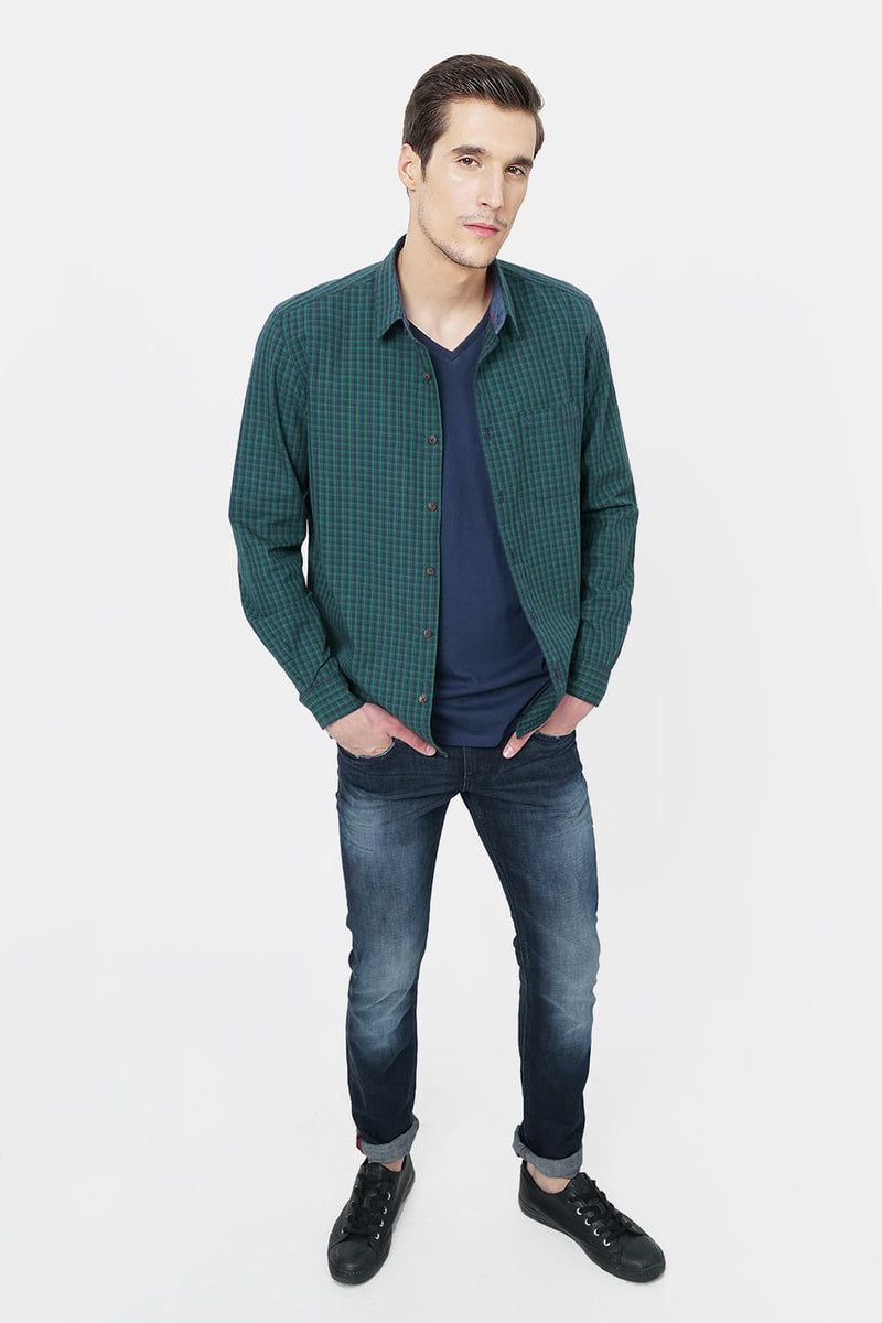 BASICS SLIM FIT CHECKS SHIRT