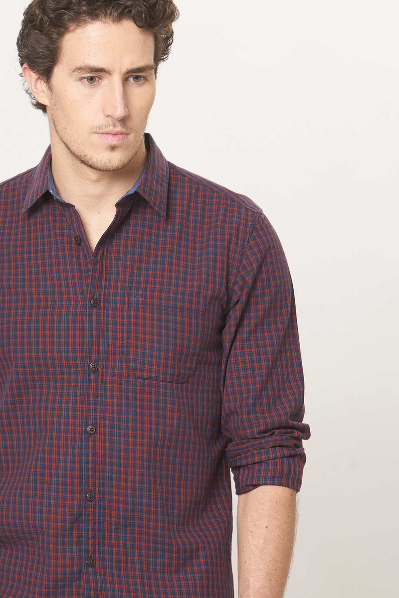 BASICS SLIM FIT CHECKS SHIRT