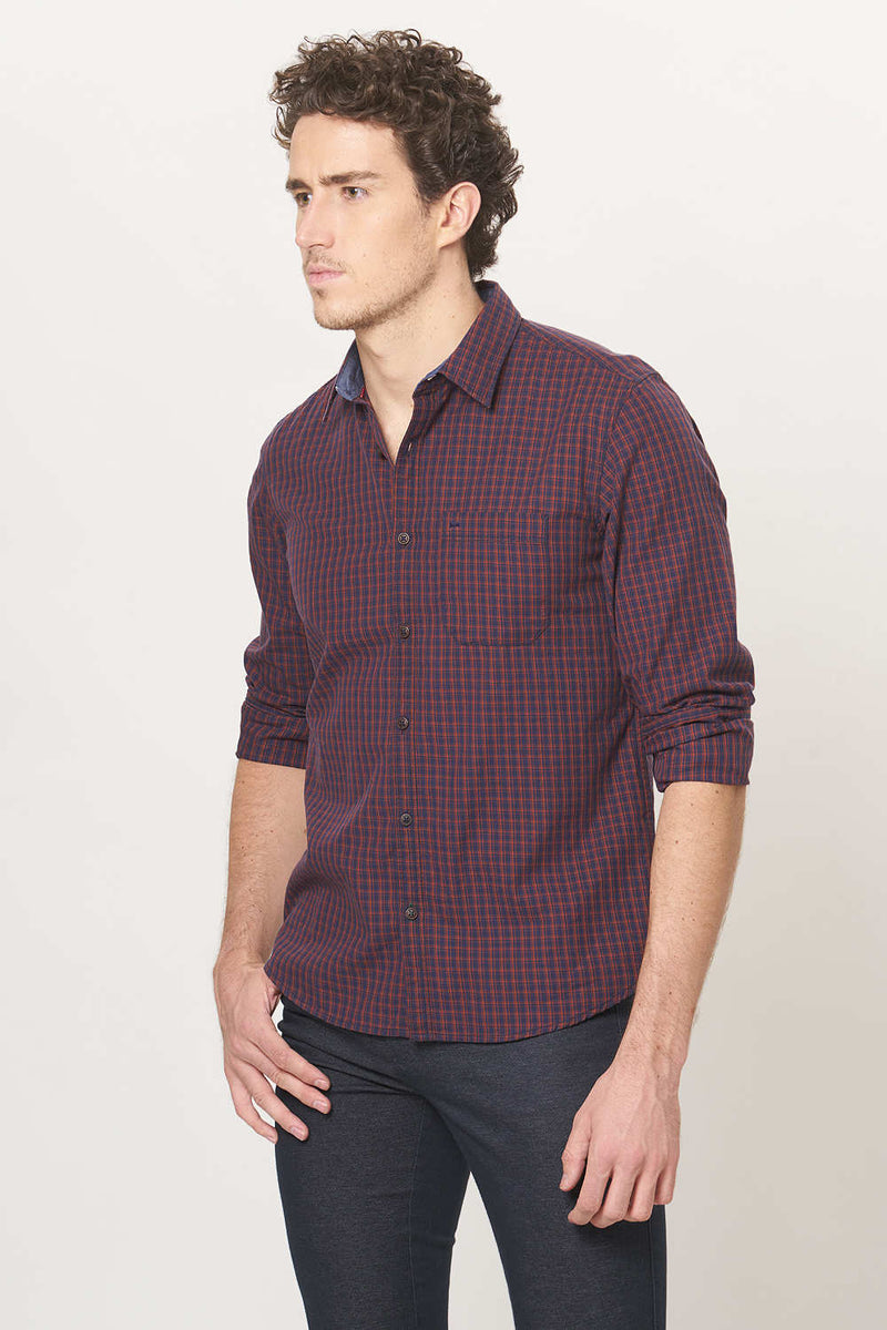 BASICS SLIM FIT CHECKS SHIRT