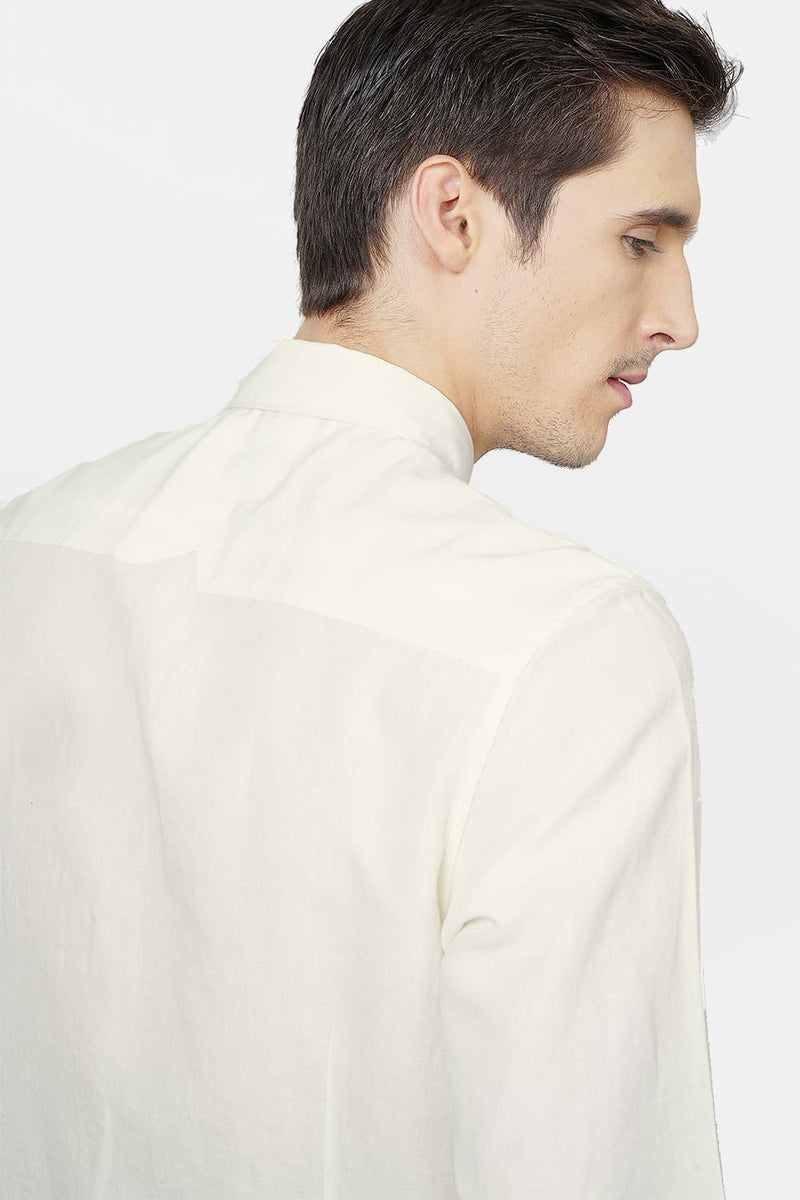 BASICS SLIM FIT COTTON LINEN SHIRT