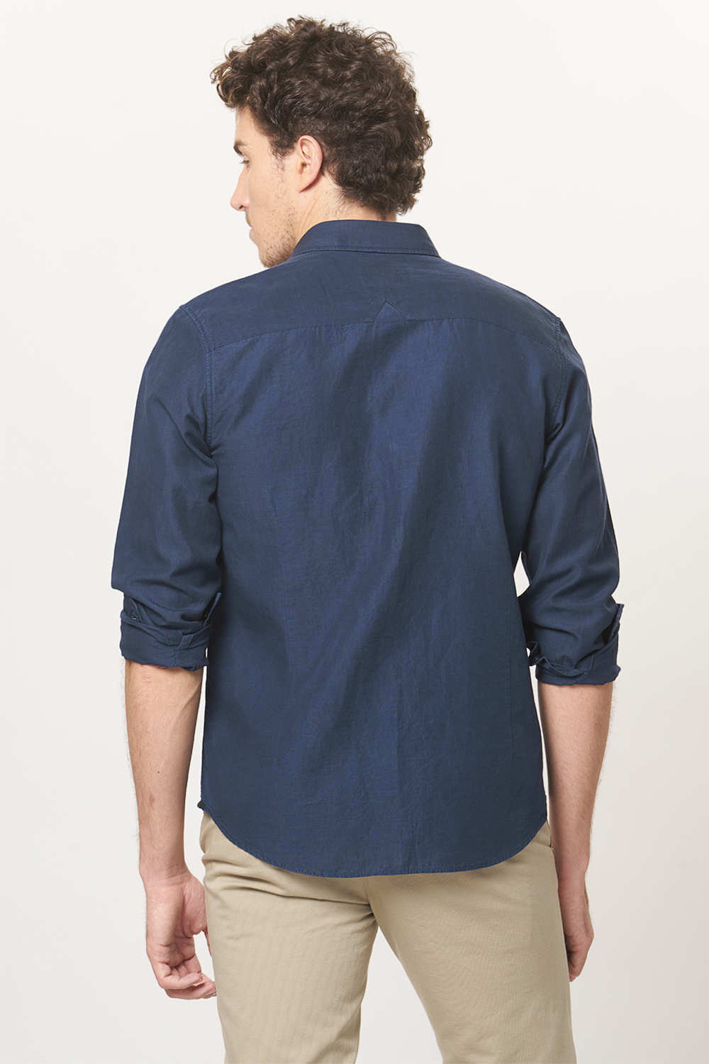 BASICS SLIM FIT COTTON LINEN SHIRT