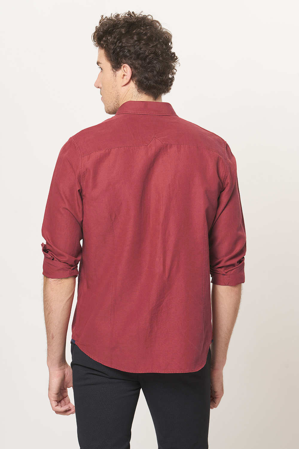 BASICS SLIM FIT COTTON LINEN SHIRT