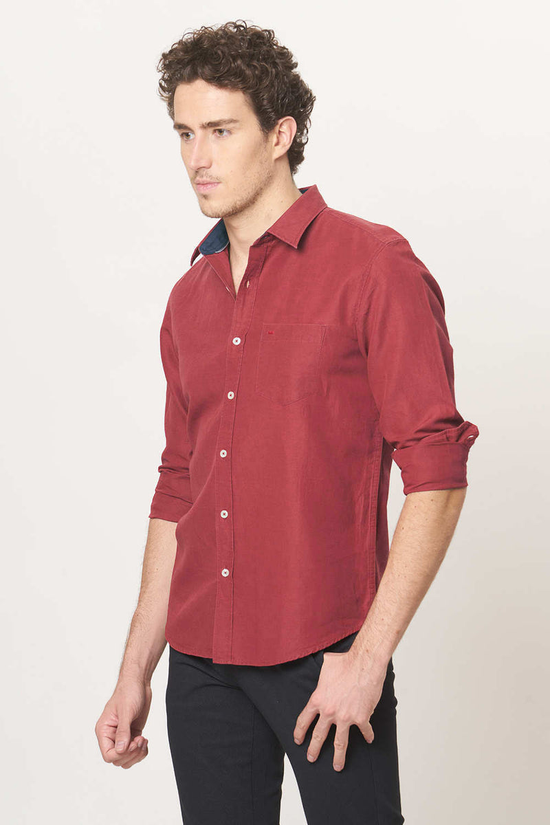 BASICS SLIM FIT COTTON LINEN SHIRT