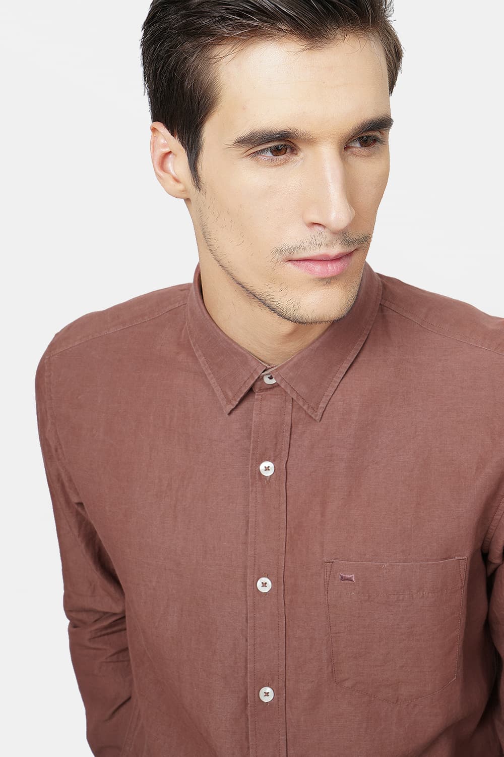 BASICS SLIM FIT COTTON LINEN SHIRT