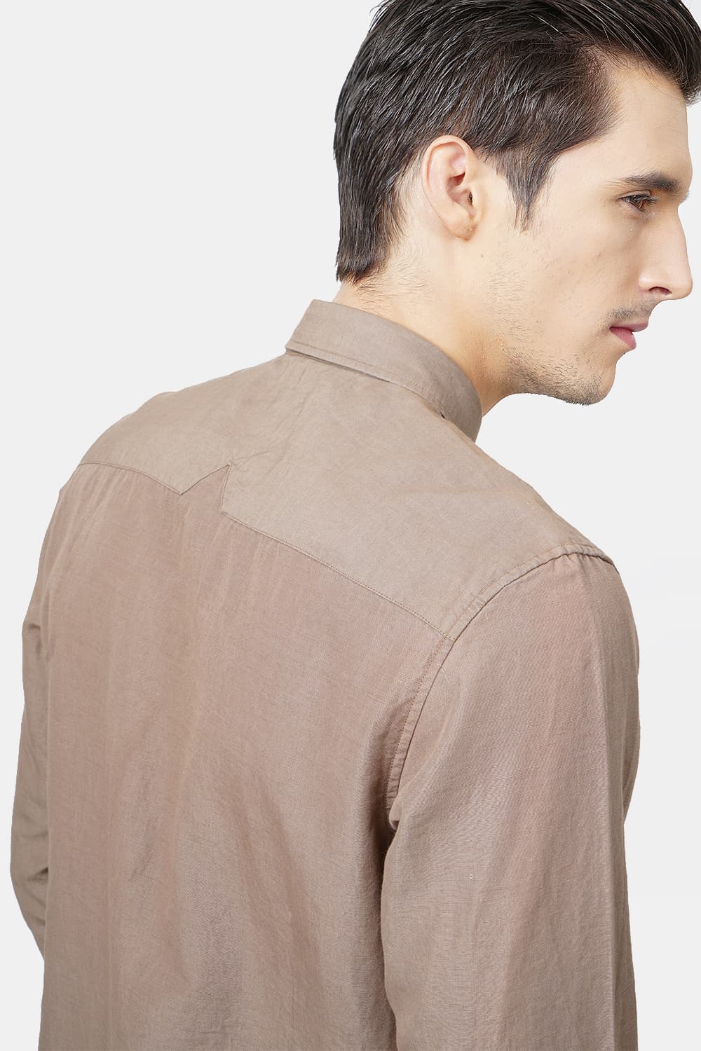 BASICS SLIM FIT COTTON LINEN SHIRT