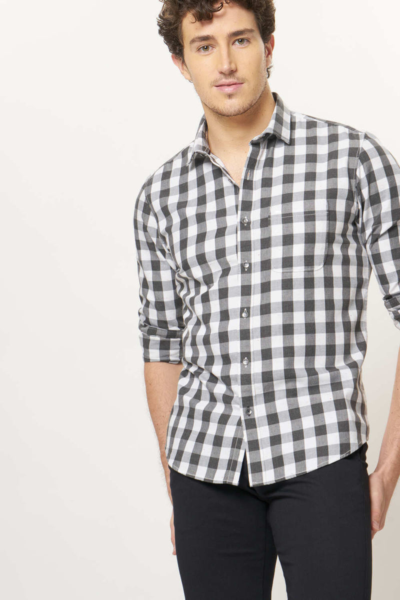 BASICS SLIM FIT CHECKS SHIRT