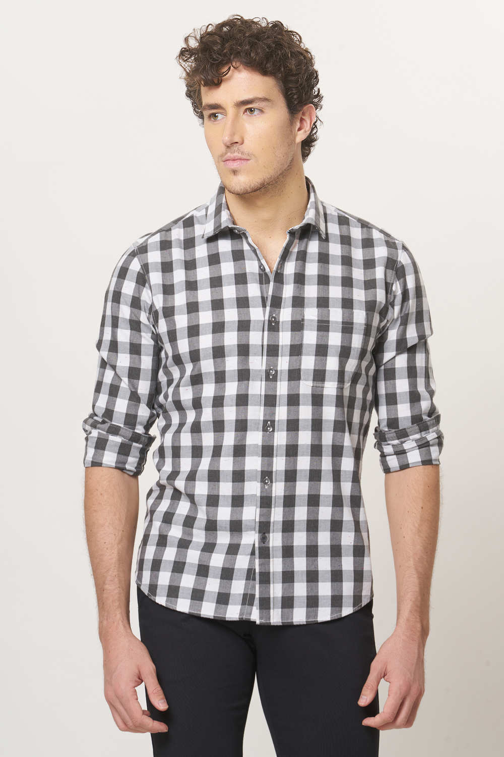 BASICS SLIM FIT CHECKS SHIRT