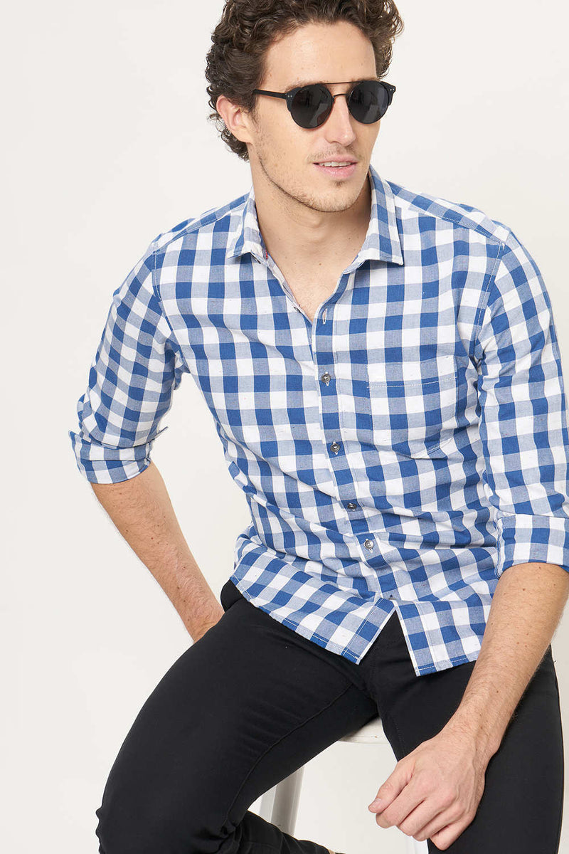 BASICS SLIM FIT CHECKS SHIRT