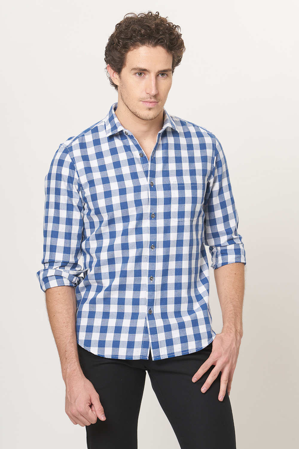 BASICS SLIM FIT CHECKS SHIRT