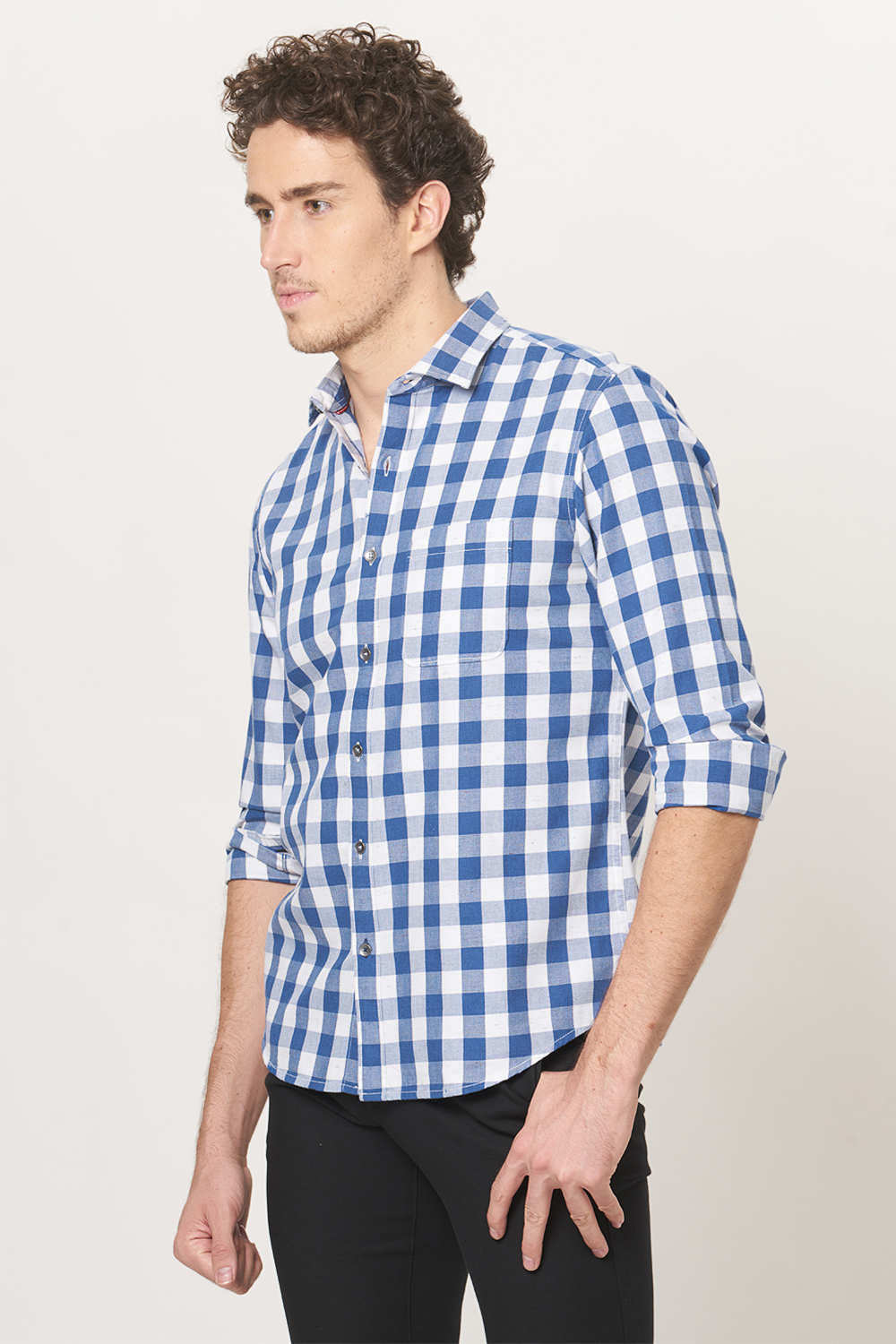 BASICS SLIM FIT CHECKS SHIRT