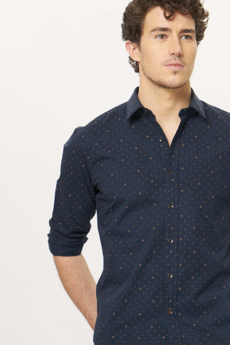 BASICS SLIM FIT PRINTED SHIRT