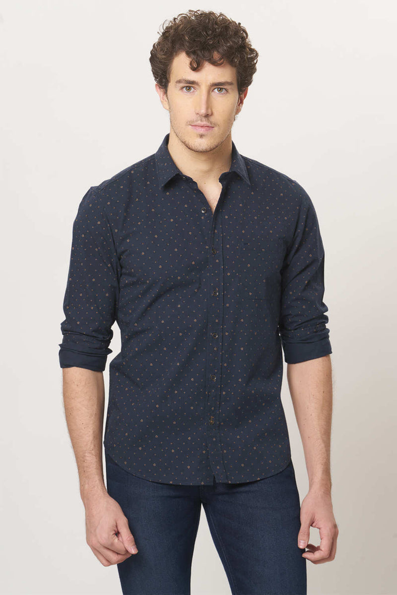 BASICS SLIM FIT PRINTED SHIRT