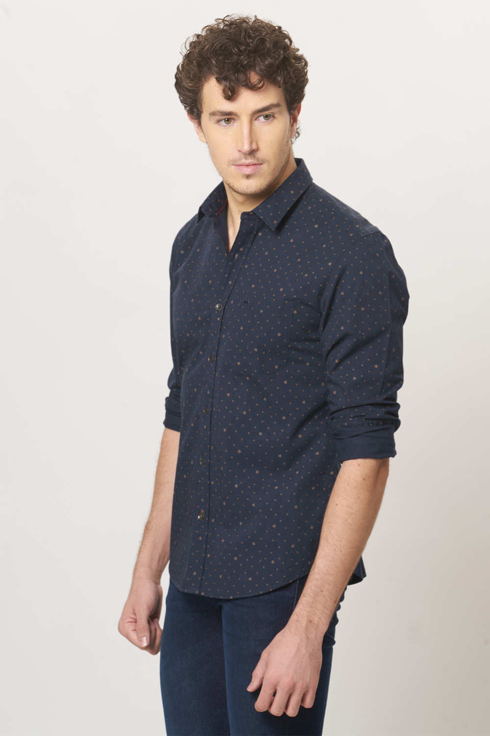 BASICS SLIM FIT PRINTED SHIRT