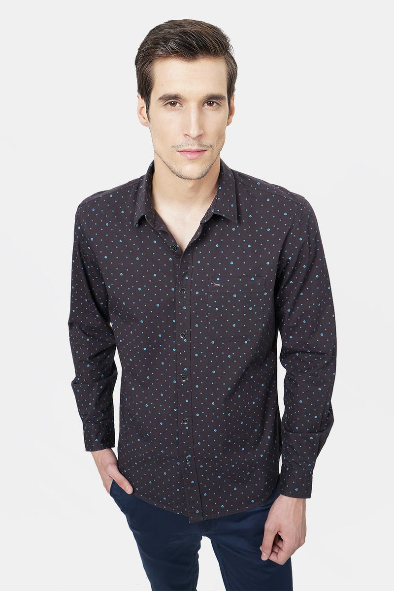 BASICS SLIM FIT PRINTED SHIRT