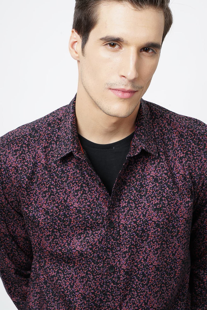 BASICS SLIM FIT PRINTED SHIRT