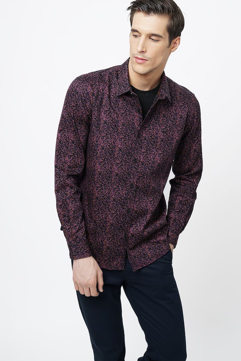 BASICS SLIM FIT PRINTED SHIRT