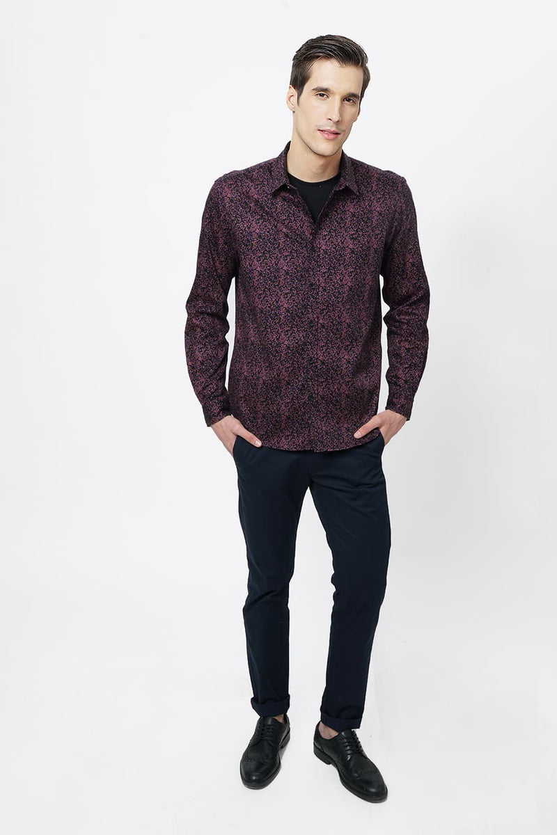 BASICS SLIM FIT PRINTED SHIRT