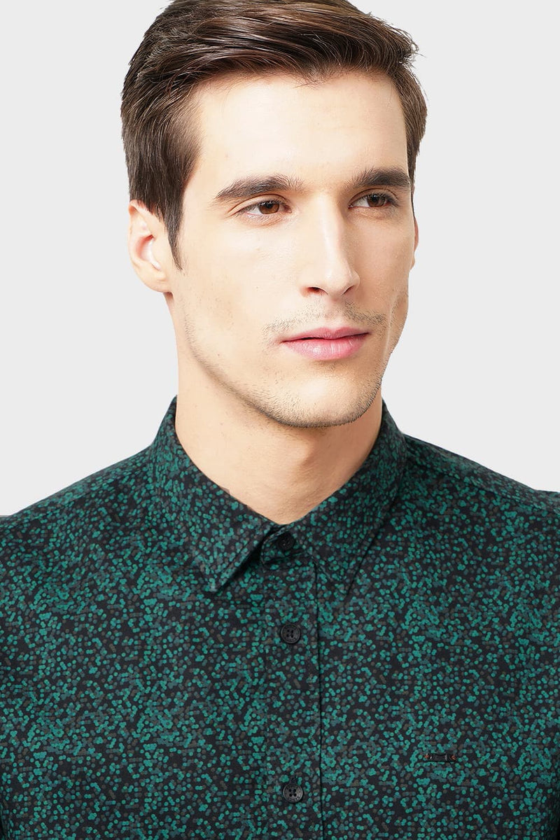 BASICS SLIM FIT PRINTED SHIRT