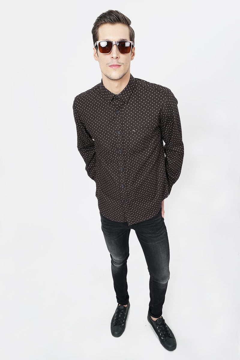 BASICS SLIM FIT PRINTED SHIRT