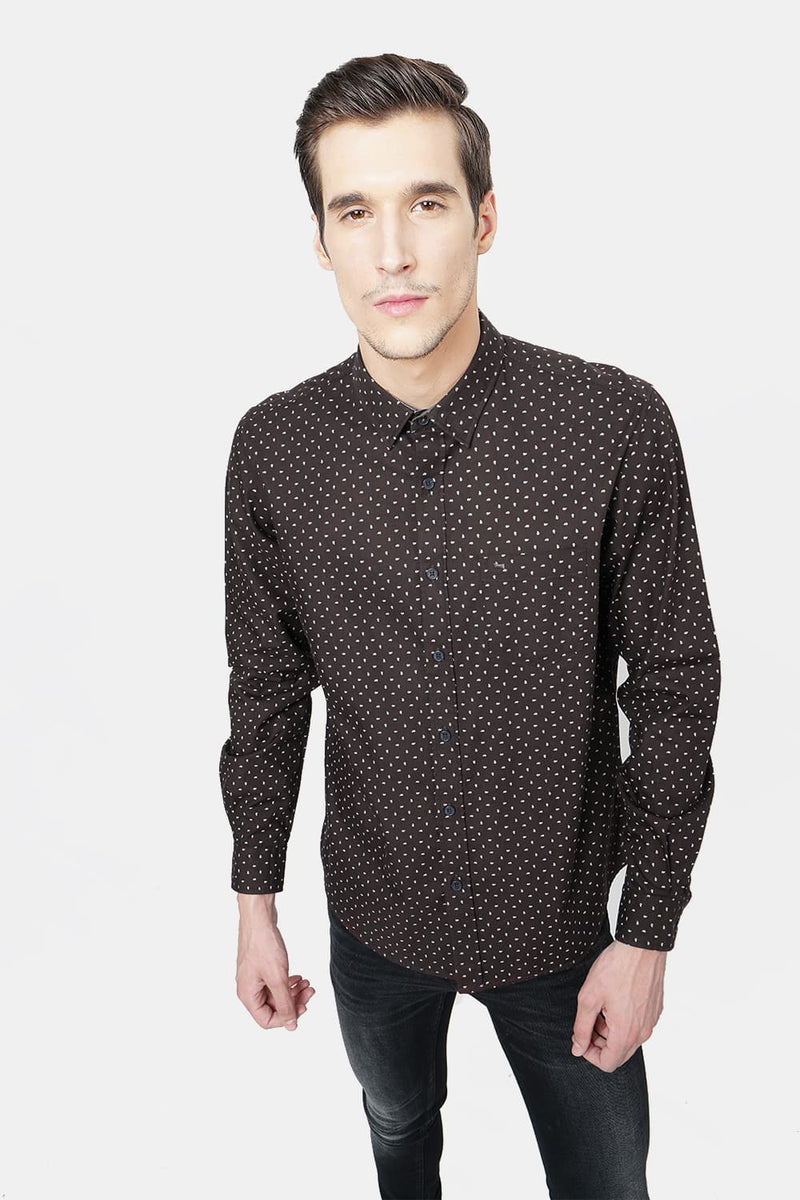 BASICS SLIM FIT PRINTED SHIRT