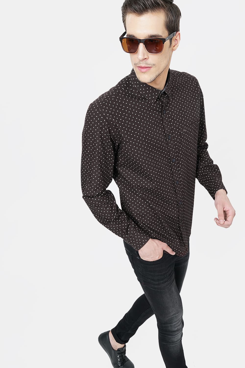 BASICS SLIM FIT PRINTED SHIRT