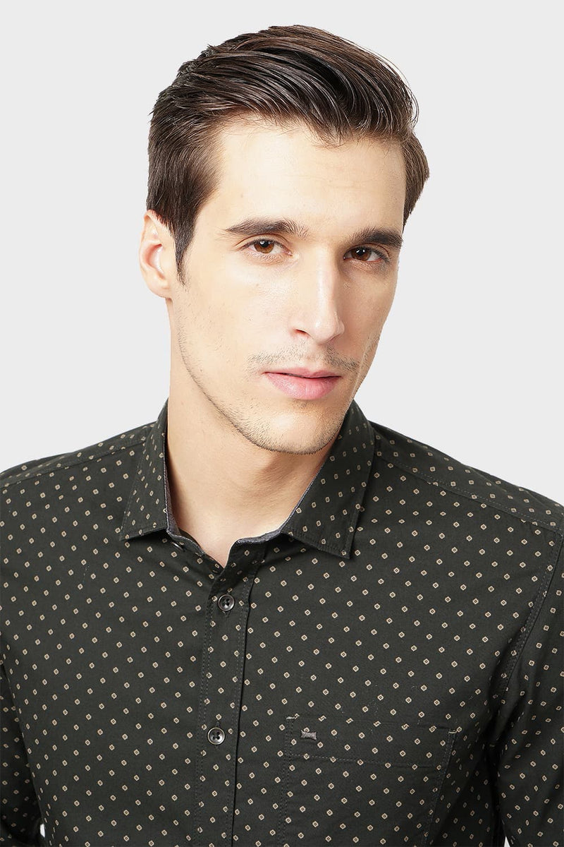 BASICS SLIM FIT PRINTED SHIRT