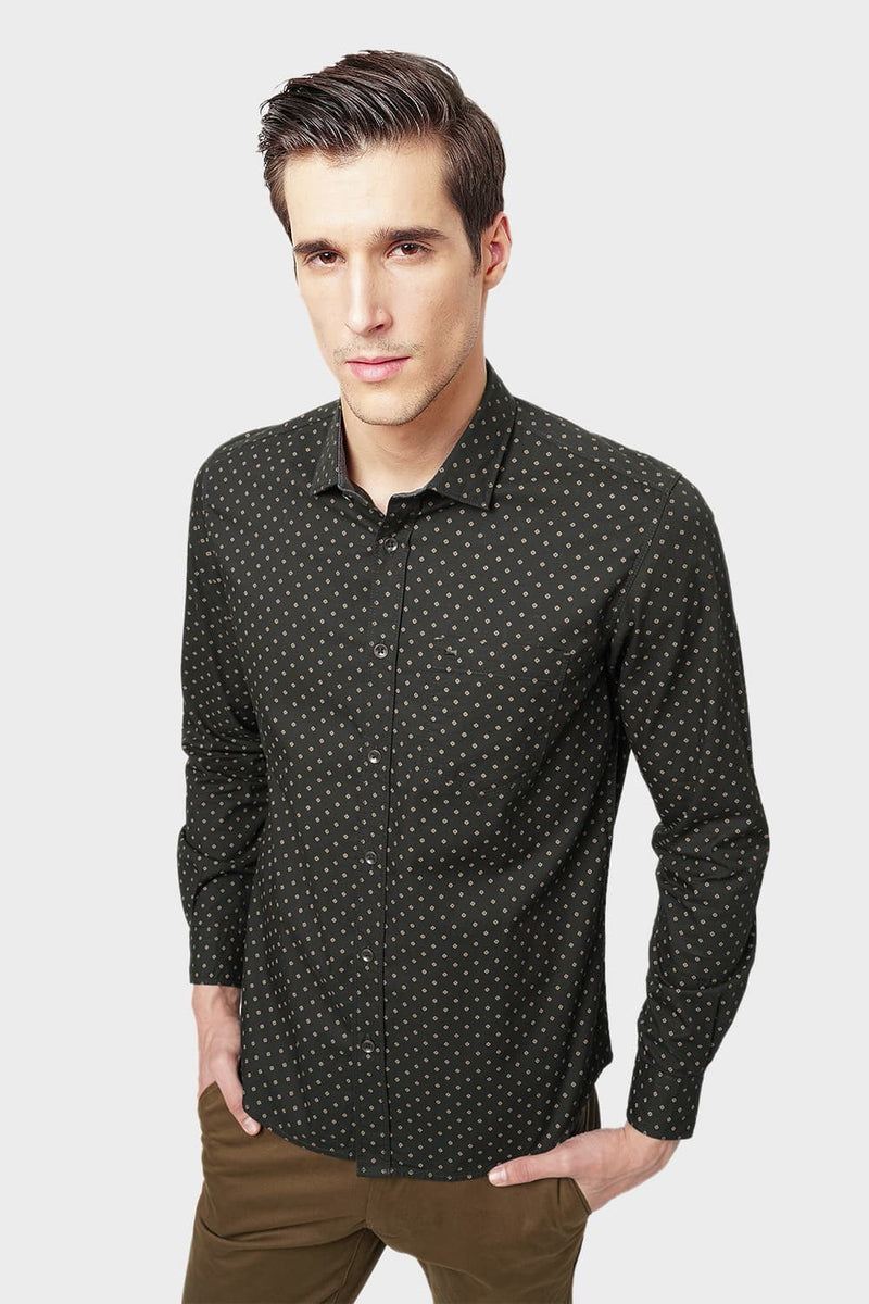 BASICS SLIM FIT PRINTED SHIRT