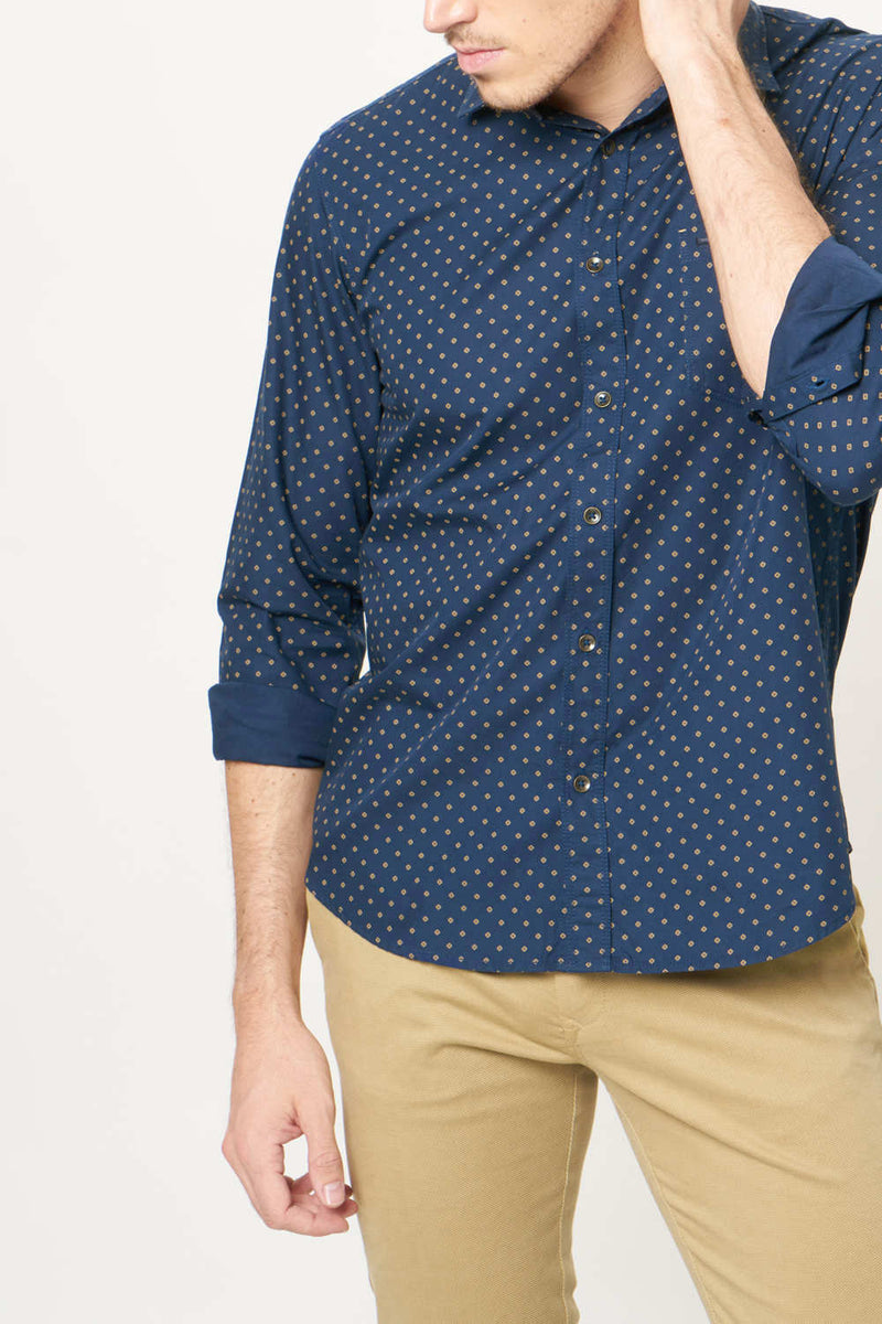 BASICS SLIM FIT PRINTED SHIRT