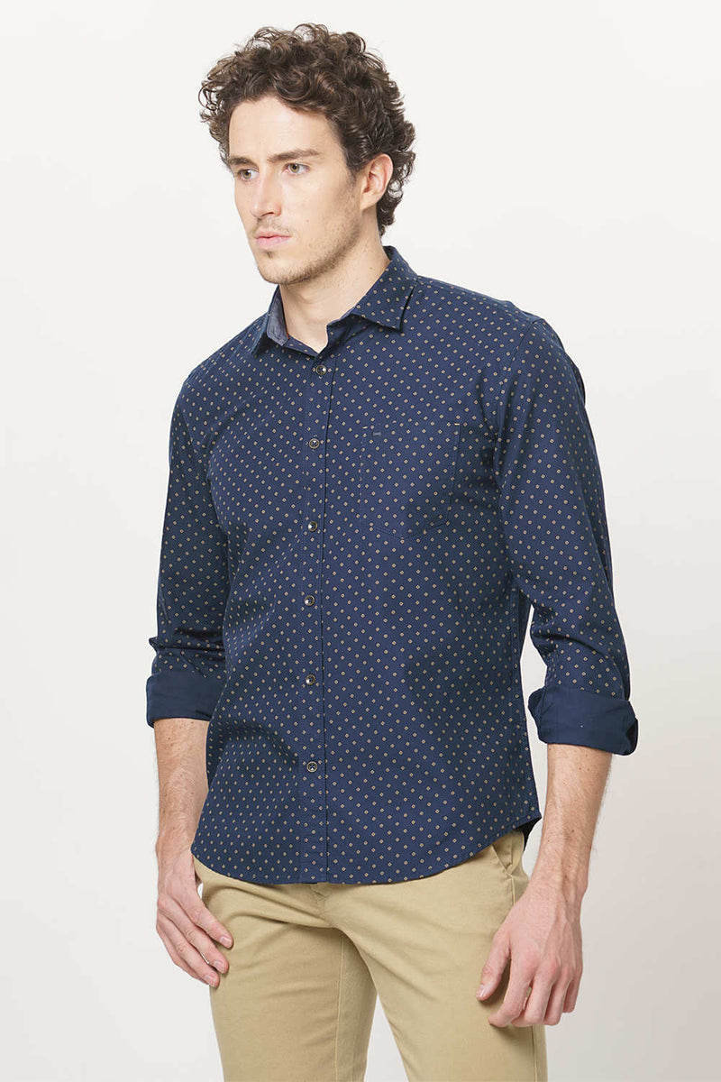 BASICS SLIM FIT PRINTED SHIRT