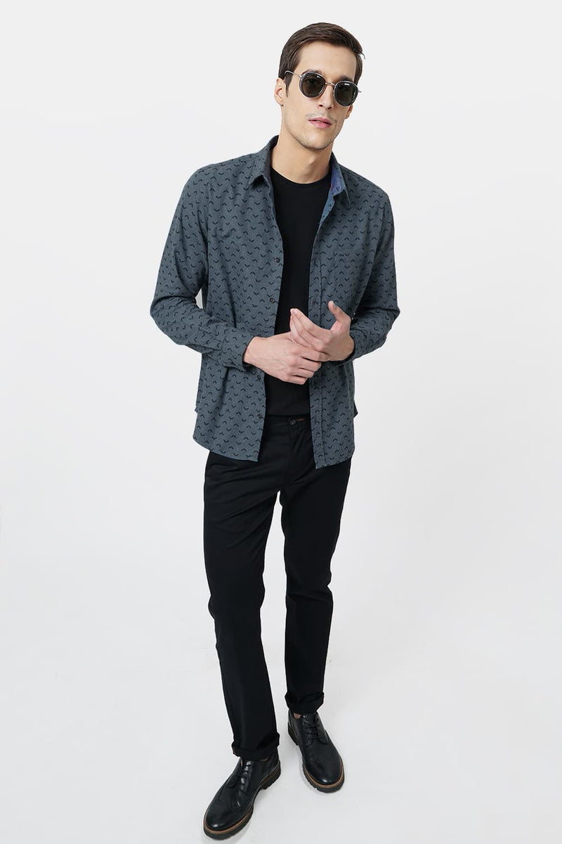 BASICS SLIM FIT PRINTED SHIRT