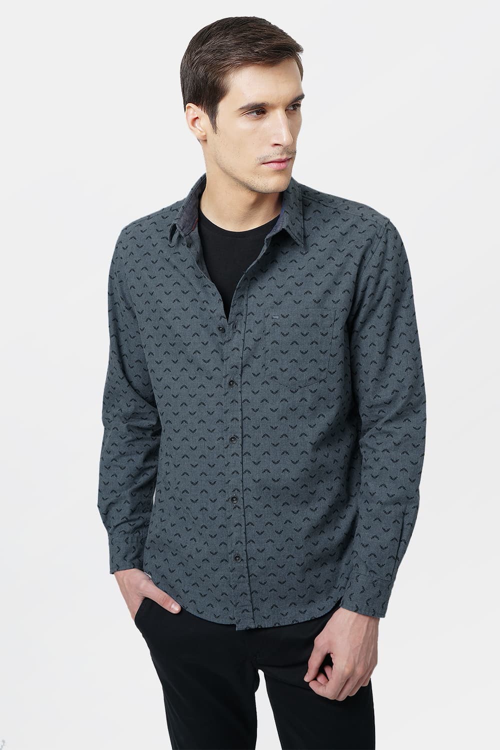 BASICS SLIM FIT PRINTED SHIRT