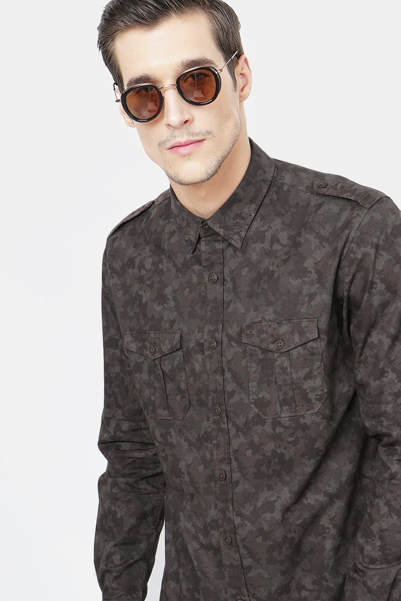 BASICS SLIM FIT PRINTED SHIRT