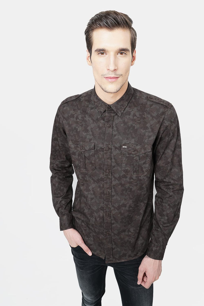 BASICS SLIM FIT PRINTED SHIRT