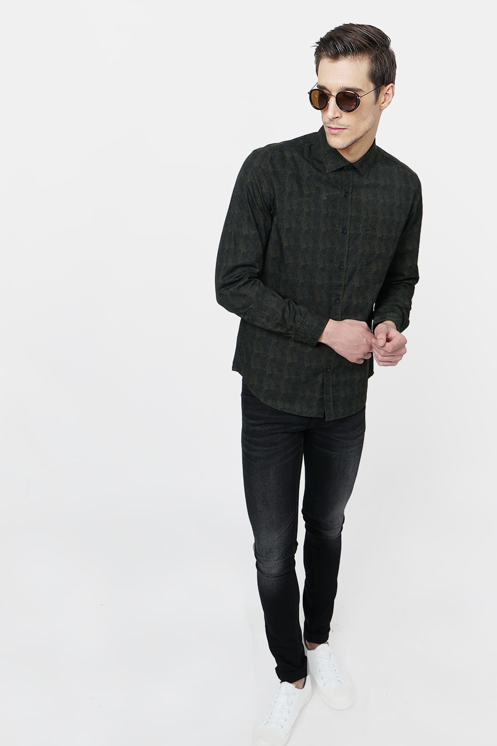 BASICS SLIM FIT PRINTED SHIRT