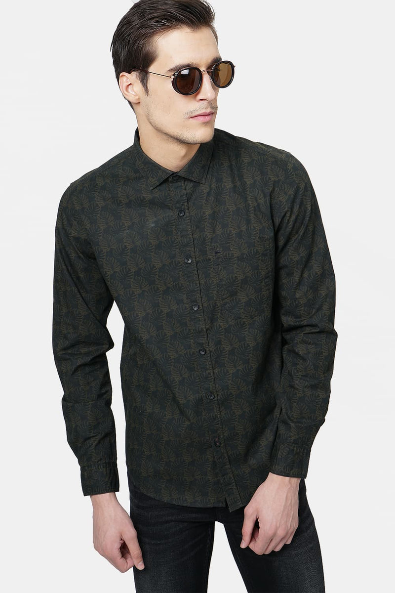 BASICS SLIM FIT PRINTED SHIRT