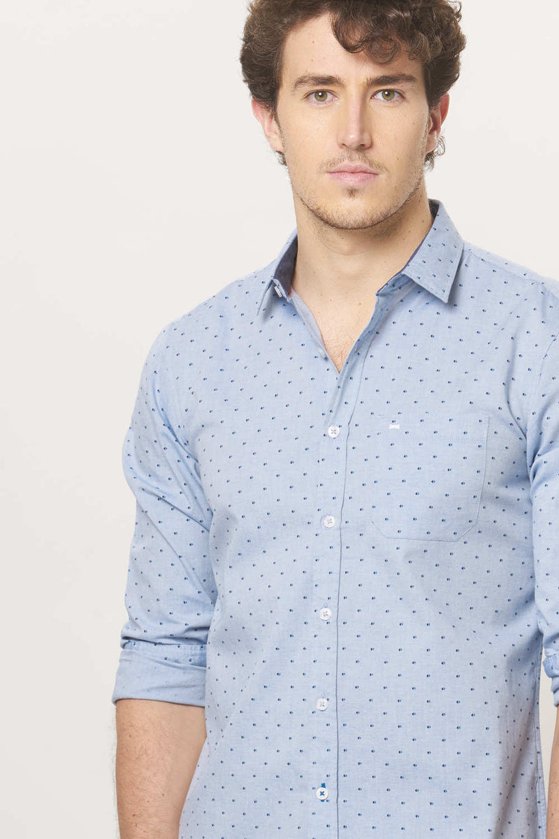 BASICS SLIM FIT PRINTED SHIRT