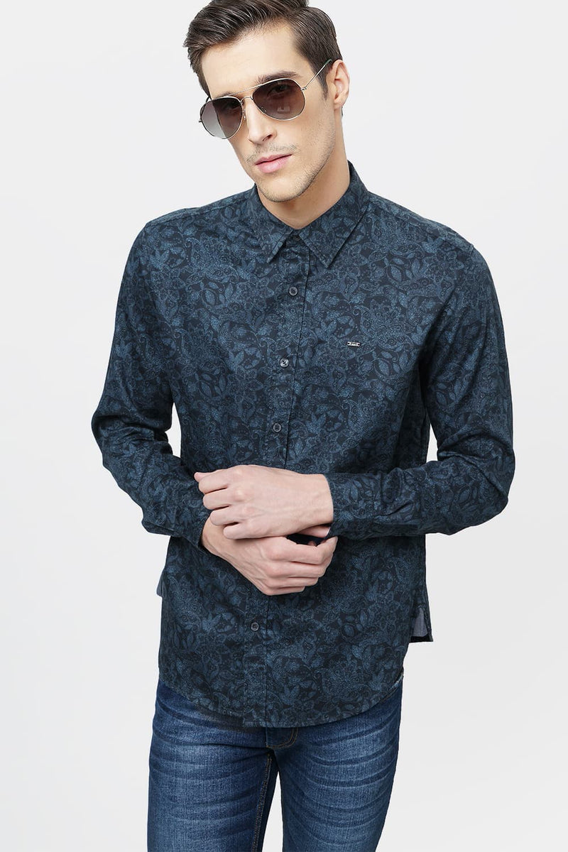 BASICS SLIM FIT PRINTED SHIRT