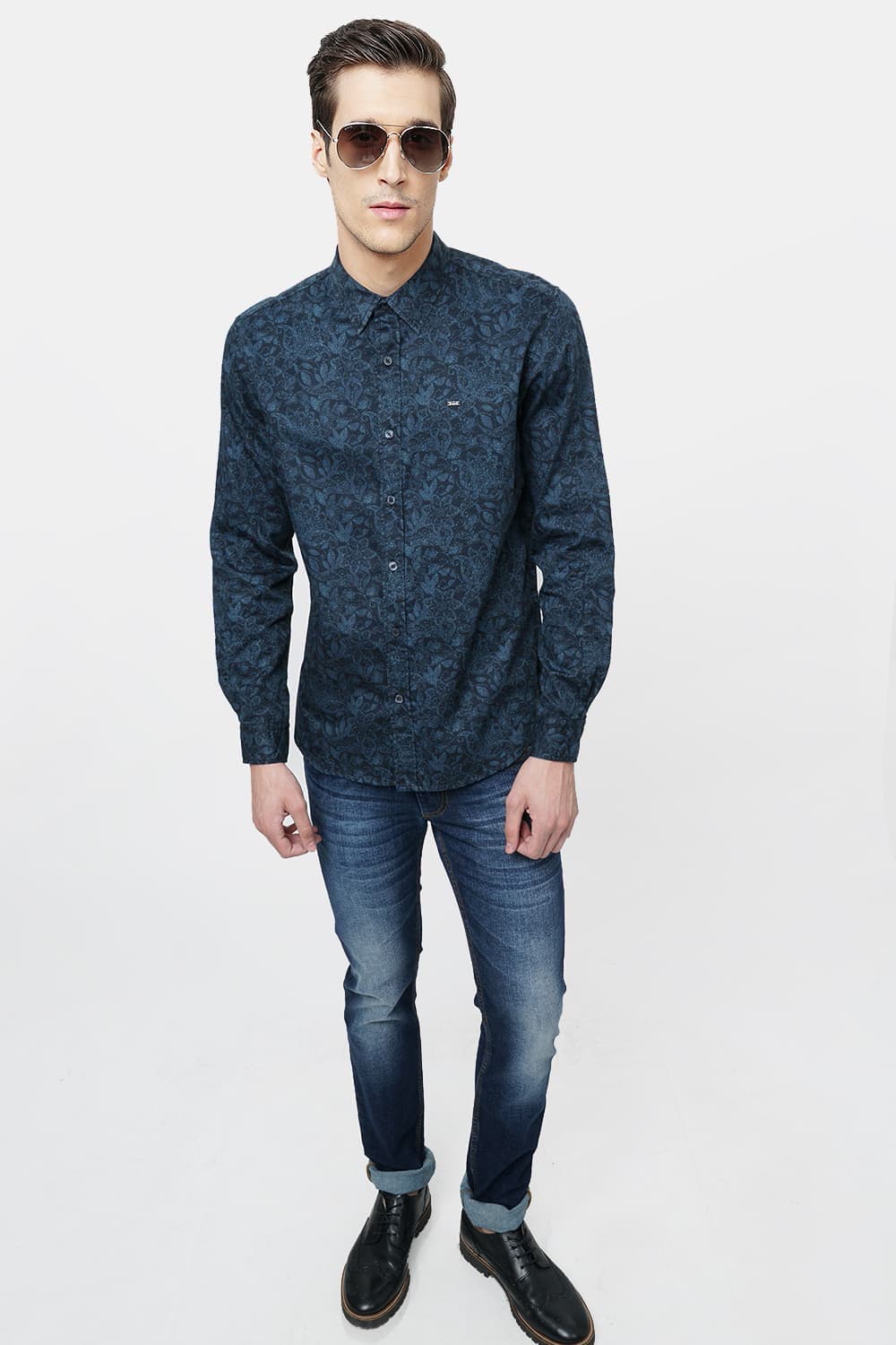 BASICS SLIM FIT PRINTED SHIRT