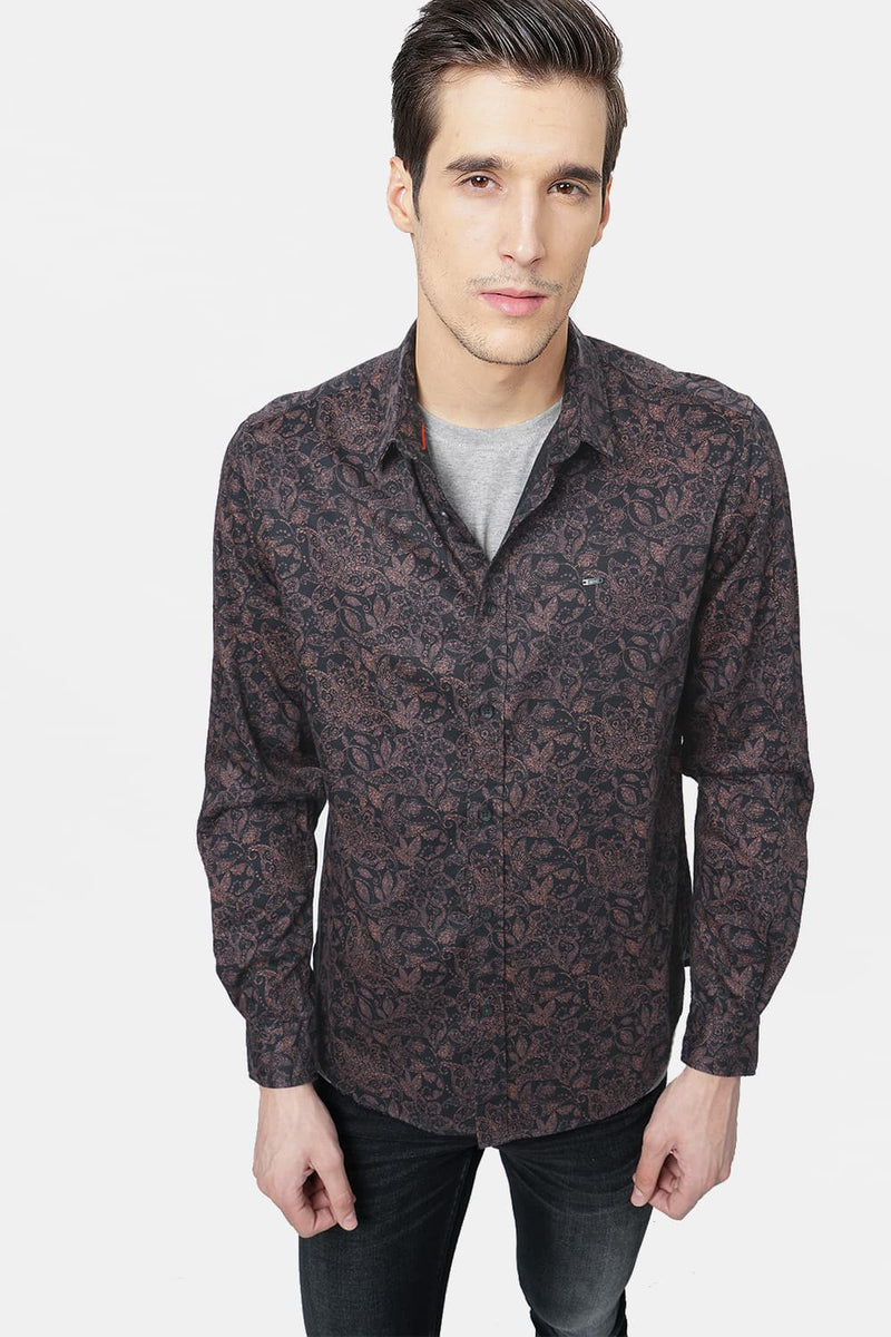 BASICS SLIM FIT PRINTED SHIRT