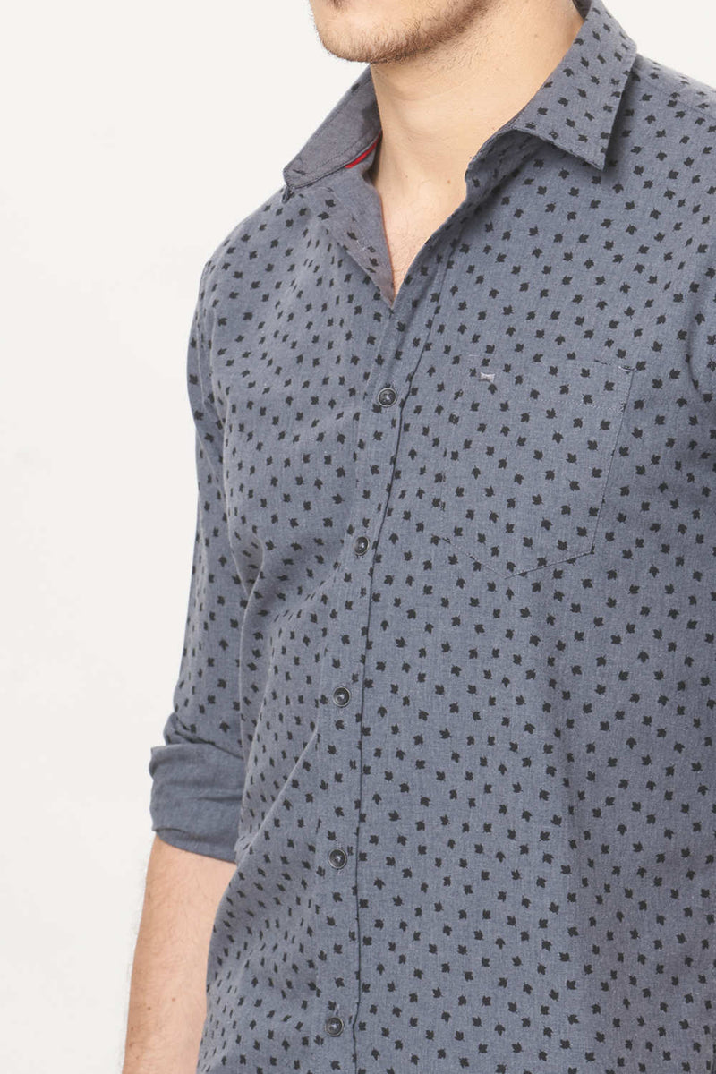 BASICS SLIM FIT PRINTED SHIRT