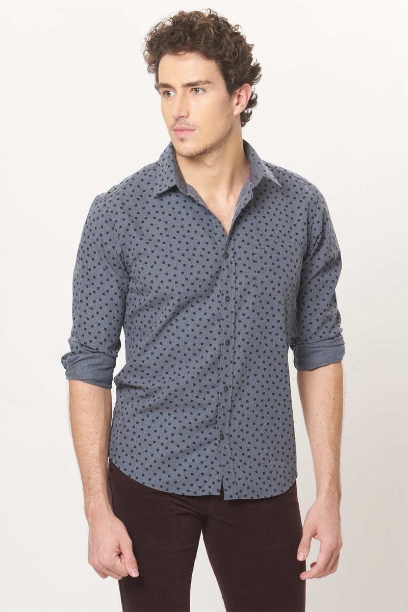 BASICS SLIM FIT PRINTED SHIRT