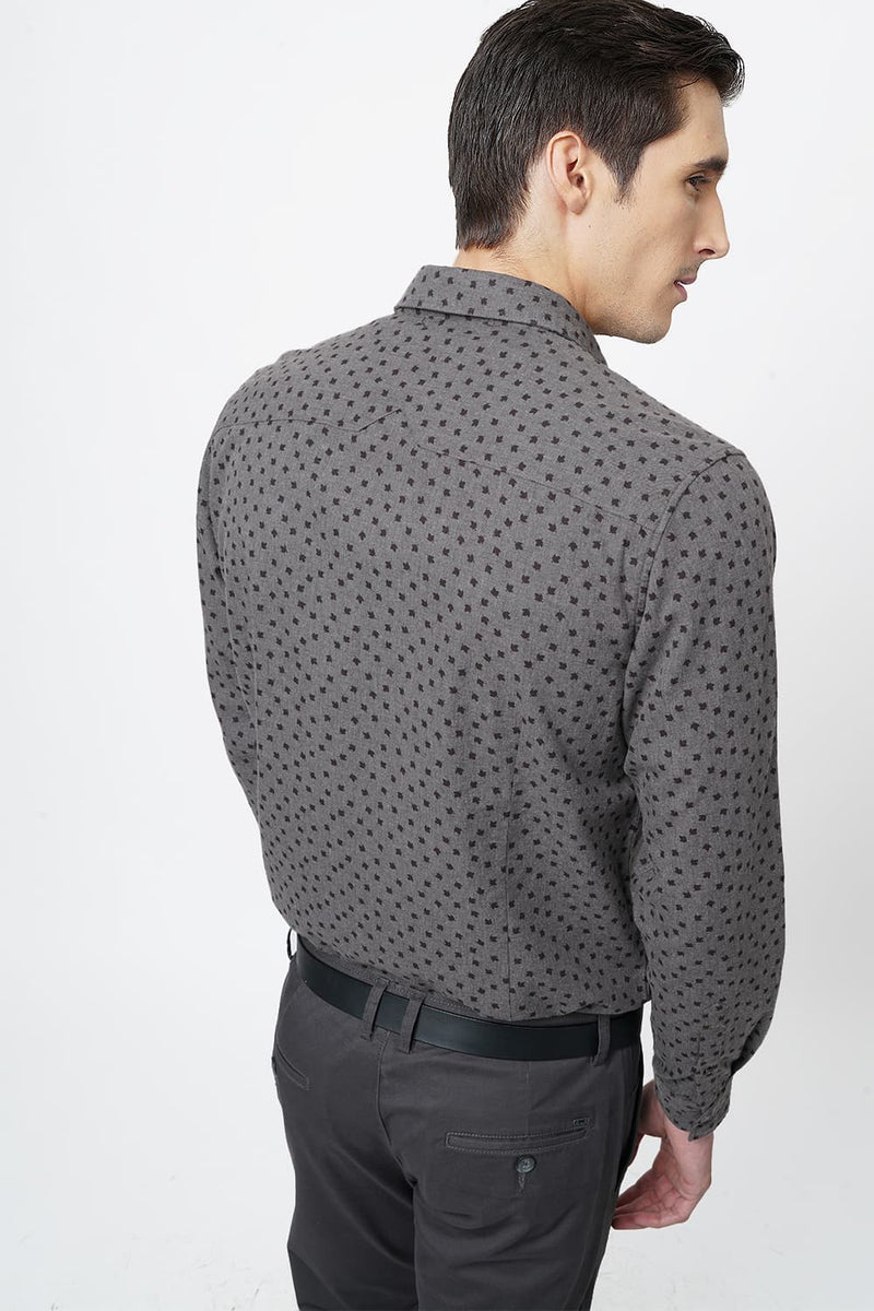 BASICS SLIM FIT PRINTED SHIRT