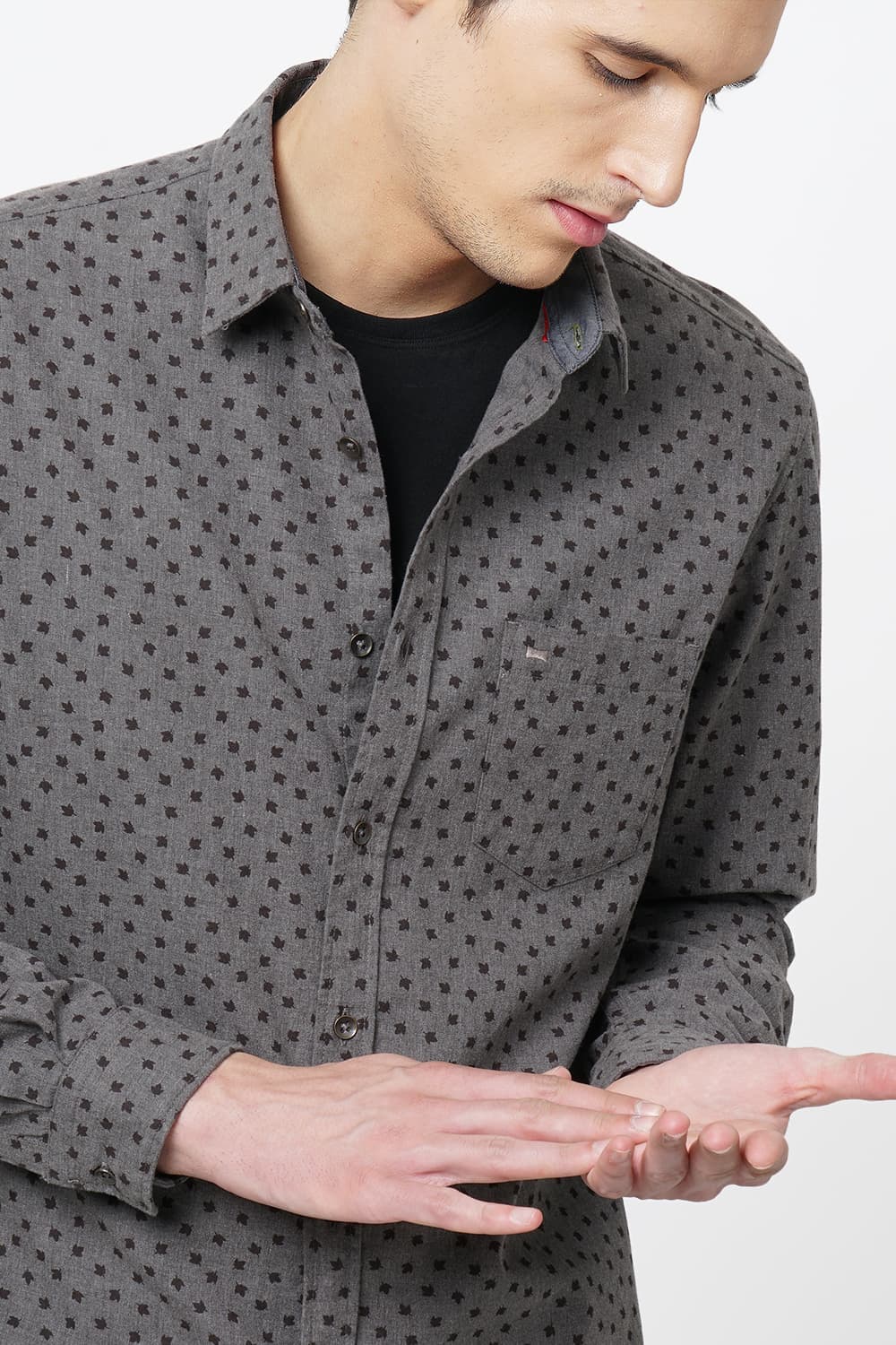 BASICS SLIM FIT PRINTED SHIRT