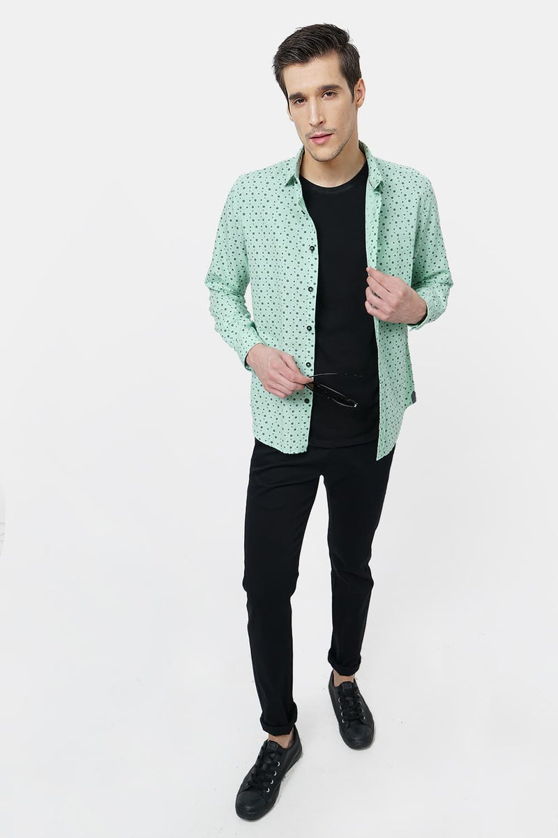 BASICS SLIM FIT PRINTED SHIRT