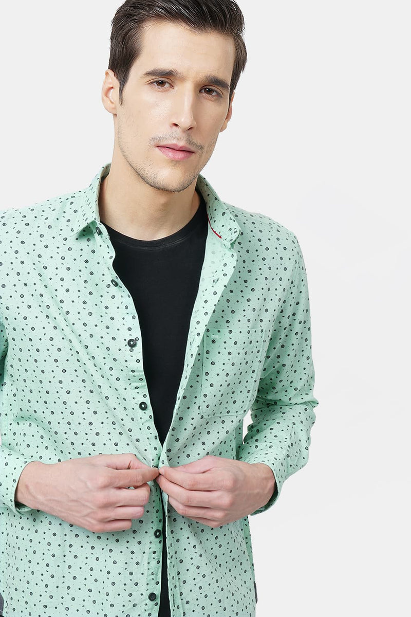 BASICS SLIM FIT PRINTED SHIRT