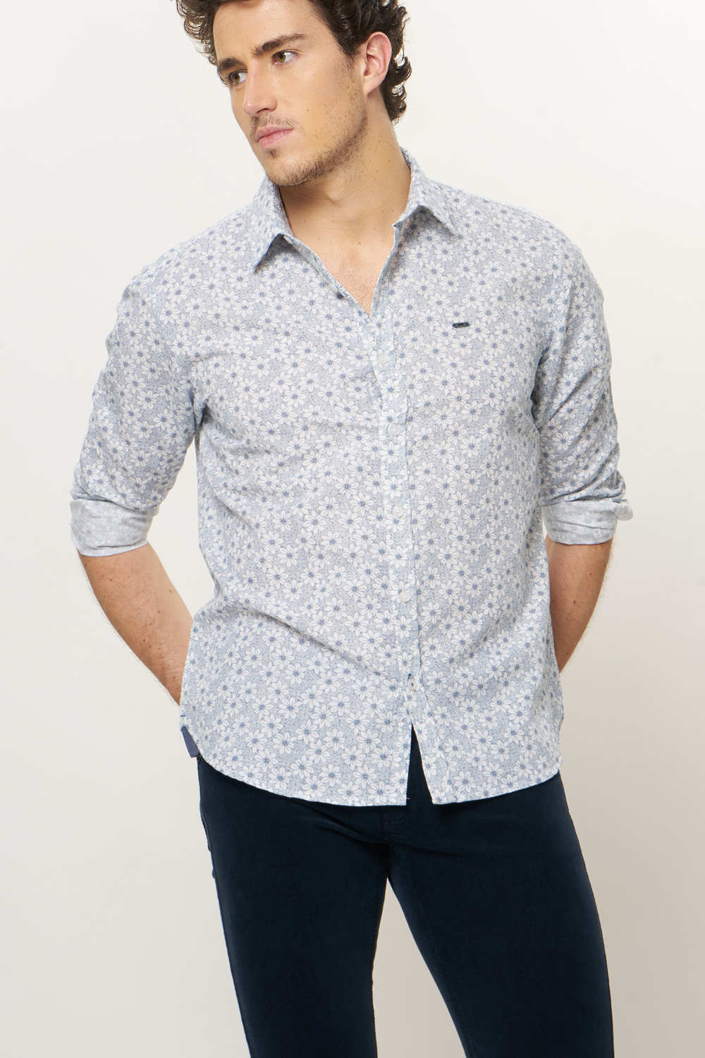 BASICS SLIM FIT PRINTED SHIRT