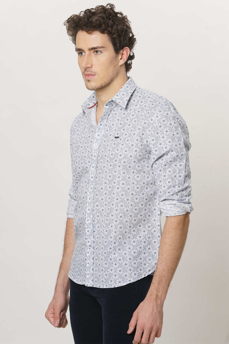 BASICS SLIM FIT PRINTED SHIRT