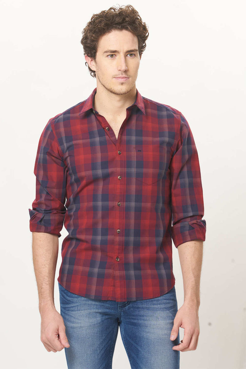 BASICS SLIM FIT CHECKS SHIRT