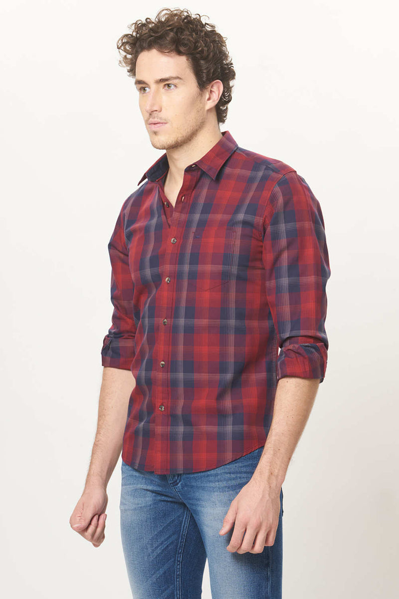 BASICS SLIM FIT CHECKS SHIRT