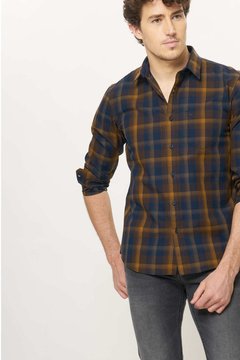 BASICS SLIM FIT CHECKS SHIRT